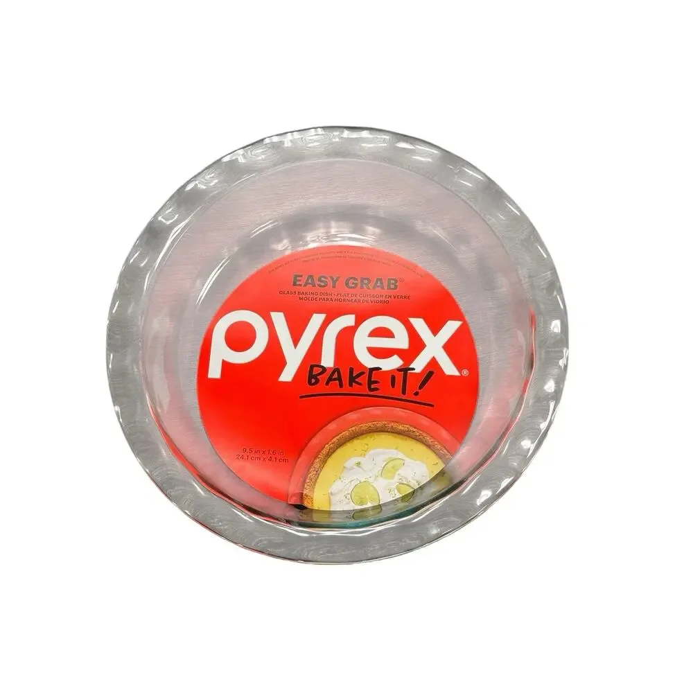 PYREX BAKE IT! Easy Grab Pie GLASS Baking Dish 1085800 Fluted Edge 9.5